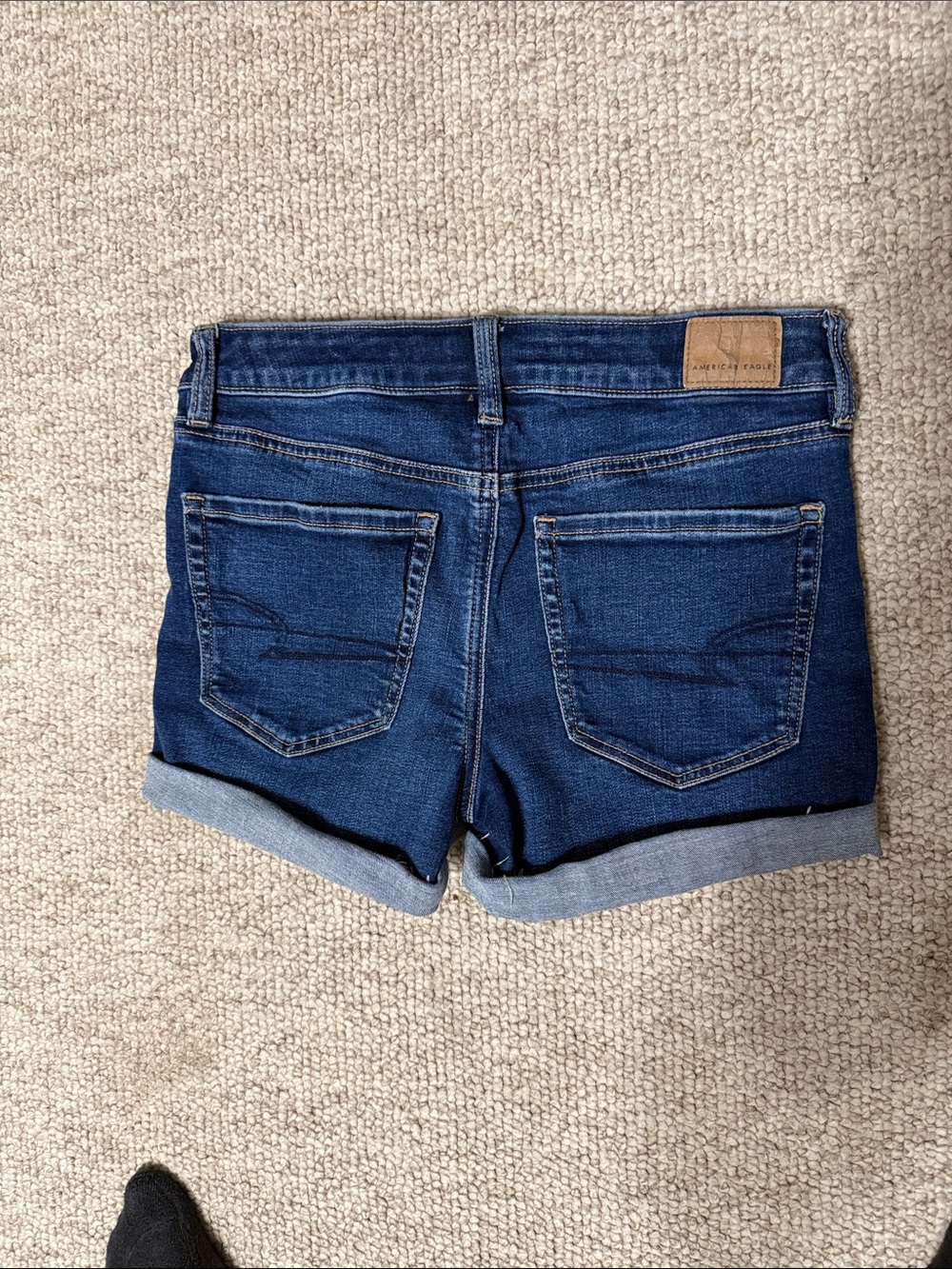 American Eagle Outfitters Dark Indigo Roll-Cuff Denim Shorts